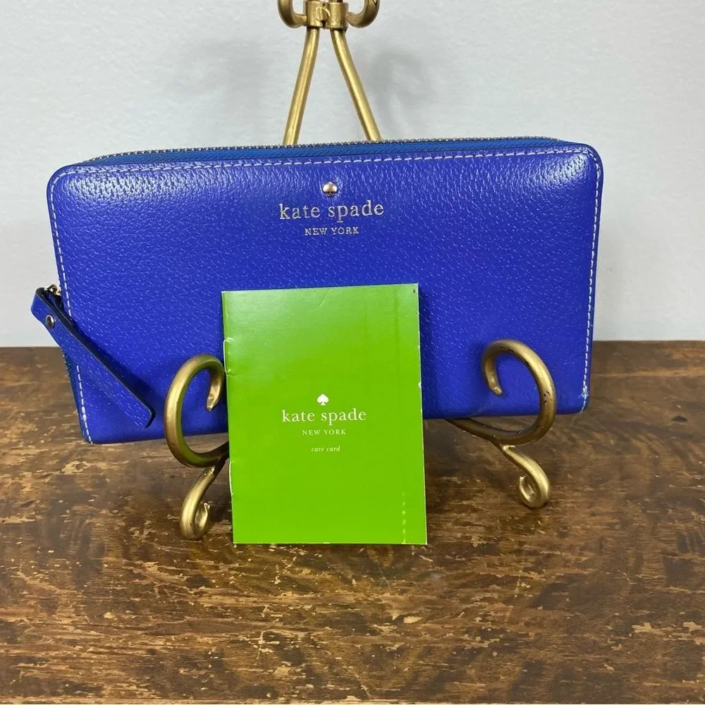 Kate Spade Neda Grand Street pebbled leather zip-around wallet in royal blue